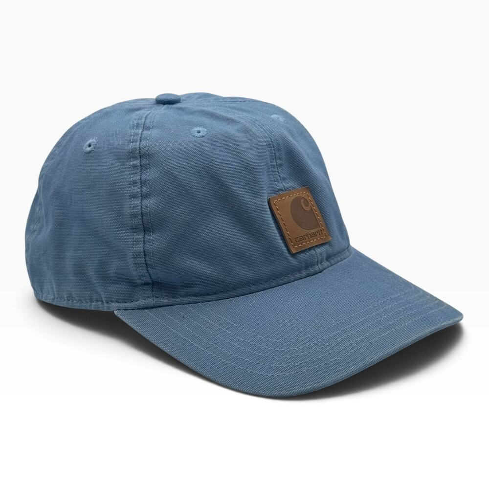Carhartt Canvas Baseball Cap Hat Blue Brown Logo Patch Adjustable Strapback